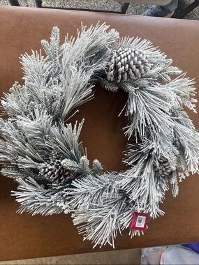 St. Nicholas Square White Flocked Pinecone Holiday Wreath